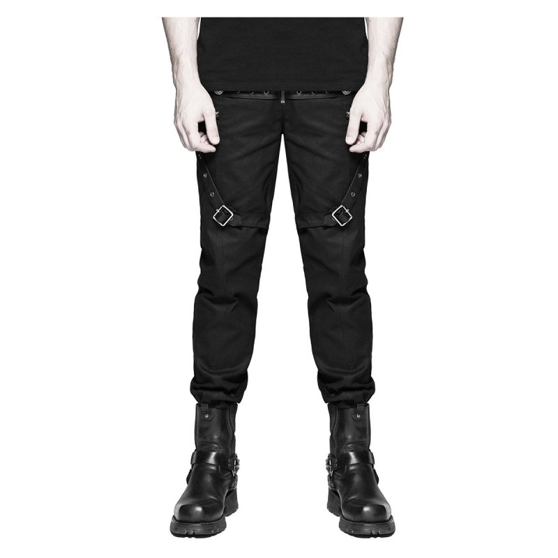 Men Gothic Trouser Leather Straps Diesel Punk Military Style Pant For Sale